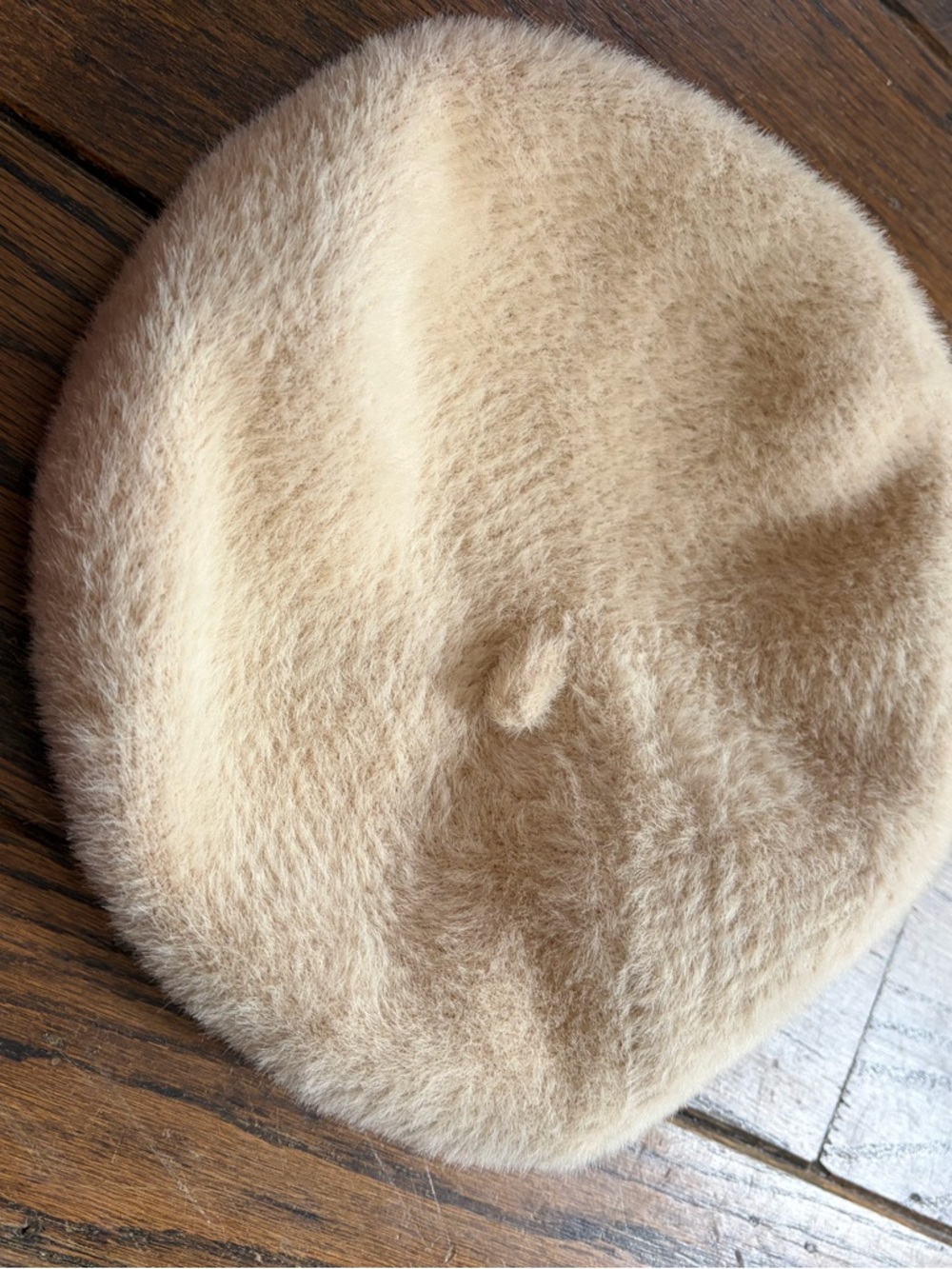 Made in Japan Soft Beige Fuzzy Beret adjustable